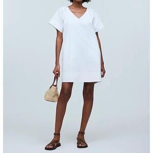 Madewell Women's White Poplin Cotton White Pockets Relaxed Mini Shirtdress Sz XL